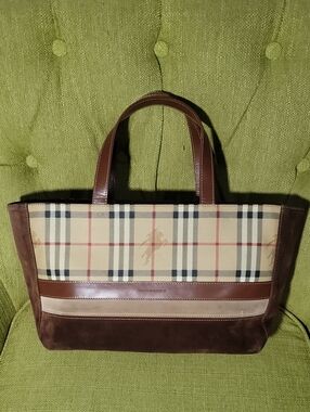Burberry Classic Plaid Tote Bag in Beige and Brown